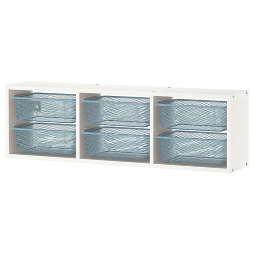 TROFAST çocuk duvar rafı, beyaz-gri-mavi, 99x21x30 cm