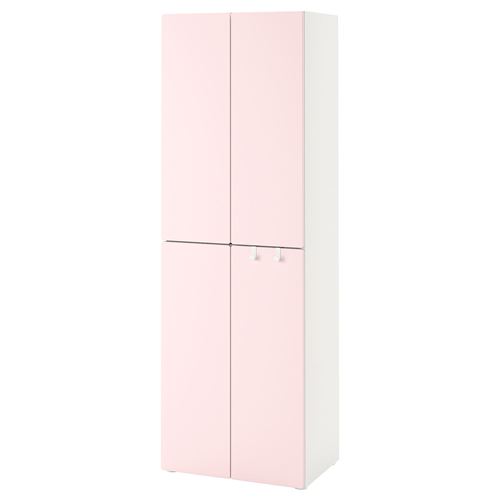 PLATSA/SMÅSTAD çocuk gardırobu, beyaz-uçuk pembe, 60x40x180 cm