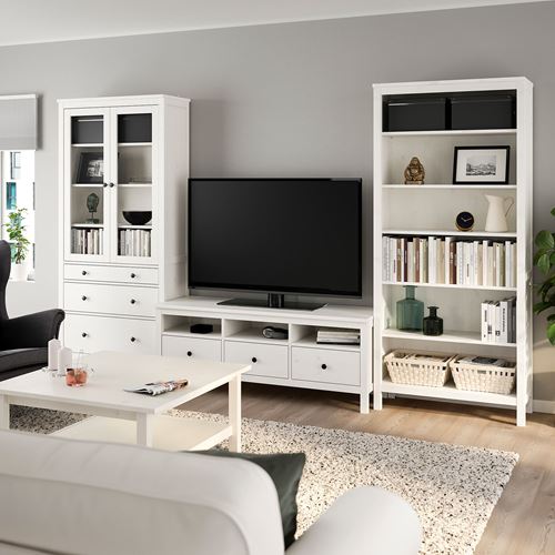 HEMNES tv ünitesi, beyaz vernik, 326x197 cm