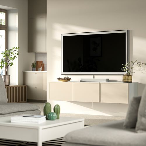 BESTÅ tv sehpası, beyaz-bej, 180x42x38 cm, KRUKMAKARE