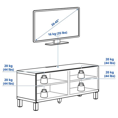 BESTÅ tv sehpası, venge-ceviz görünüm, 120x42x48 cm, LAPPVIKEN, STUBBARP