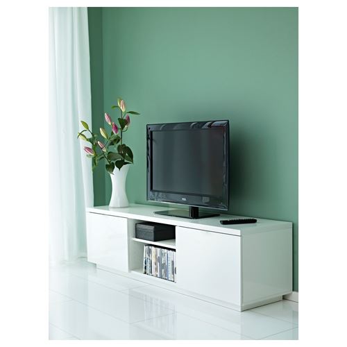 BYÅS tv sehpası, parlak beyaz, 160x42x45 cm