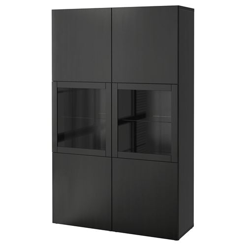 BESTÅ dolap kombinasyonu, venge-siyah-kahverengi-şeffaf cam, 120x42x193 cm, LAPPVIKEN/SINDVIK