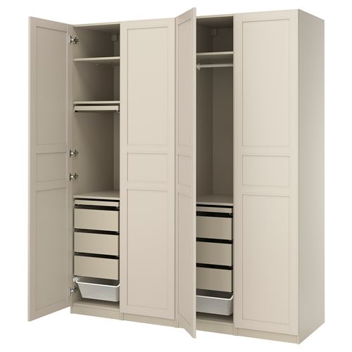 PAX/FLISBERGET PAX gardırop, bej, 200x60x236 cm