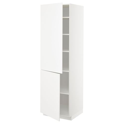 METOD mutfak boy dolabı, VEDDINGE beyaz, 60x60x200 cm, 2 kapaklı ve 4 raflı