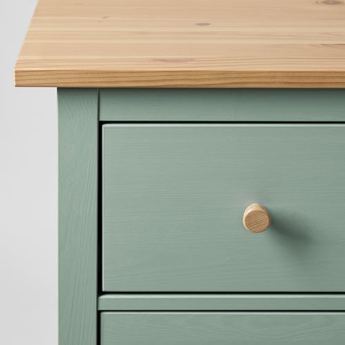 HEMNES 3 çekmeceli şifonyer, gri-yeşil-açık kahverengi, 108x96 cm
