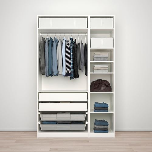 PAX/FARDAL/ÅHEIM PAX gardırop, parlak cila beyaz-ayna, 150x60x236 cm