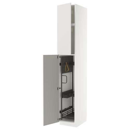 METOD temizlik dolabı, RINGHULT açık gri-koyu gri, 40x60x240 cm, 2 kapaklı ve 1 üst dolaplı