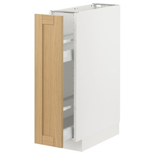 METOD/MAXIMERA çekmeceli alt dolap, FORSBACKA meşe, 20x60 cm, 1 kapaklı ve 1 çekme raflı