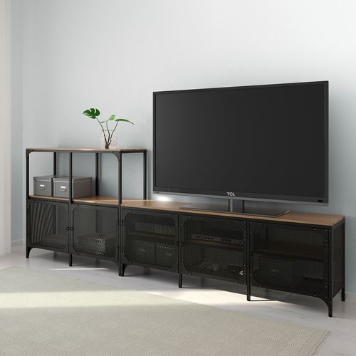 FJÄLLBO tv sehpası, siyah, 250x36x95 cm
