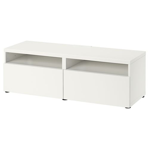 BESTÅ tv sehpası, beyaz, 120x42x39 cm, LAPPVIKEN, fren raylı