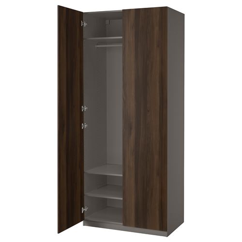 PAX/STORKLINTA PAX gardırop, koyu gri-koyu kahve boyalı meşe görünümlü, 100x60x236 cm