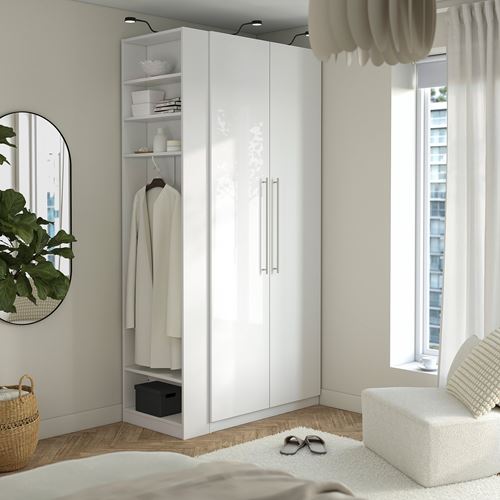 PAX/FARDAL PAX gardırop, beyaz-parlak cila, 120x60x236 cm