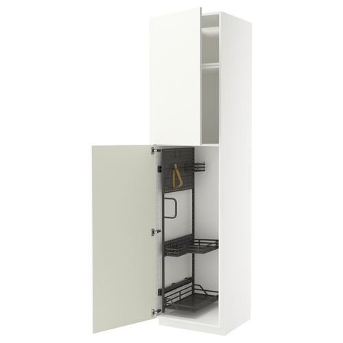 METOD temizlik dolabı, VALLSTENA beyaz-koyu gri, 60x60x240 cm, 2 kapaklı ve 1 üst dolaplı