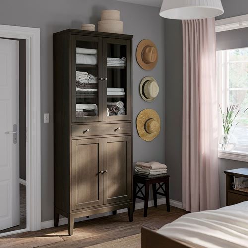 IDANÄS vitrin, koyu kahve, 81x39x211 cm