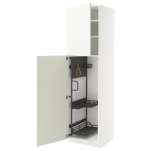 METOD temizlik dolabı, VALLSTENA beyaz-koyu gri, 60x60x220 cm, 2 kapaklı ve 2 raflı
