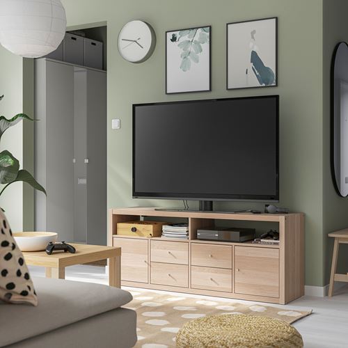 KALLAX tv sehpası, ağartılmış meşe görünümlü, 147x39x60 cm