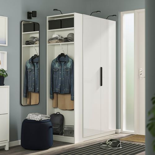 PAX/FARDAL PAX gardırop, beyaz-parlak cila, 120x60x201 cm