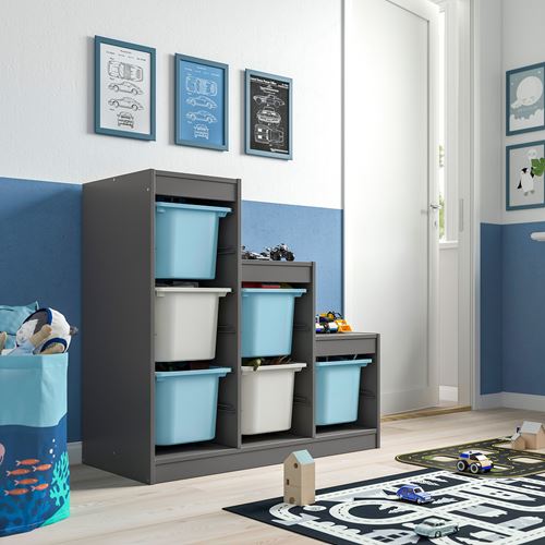 TROFAST saklama ünitesi, gri-açık mavi-gri, 99x44x94 cm
