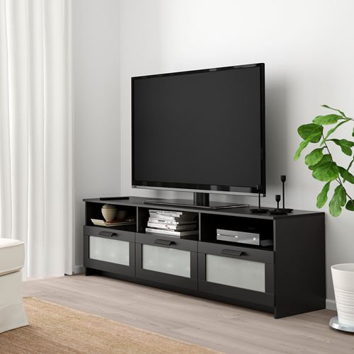 BRIMNES tv sehpası, siyah, 180x53 cm