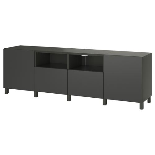 BESTÅ tv sehpası, koyu gri, 240x42x74 cm, LAPPVIKEN, STUBBARP, çıt çıt raylı