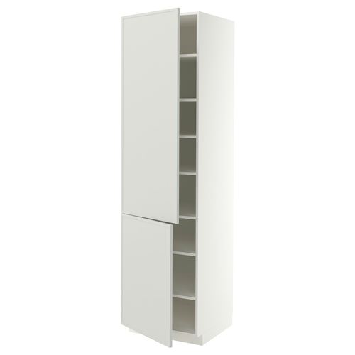 METOD mutfak boy dolabı, ASPUDDEN açık gri, 60x60x220 cm, 2 kapaklı ve 6 raflı