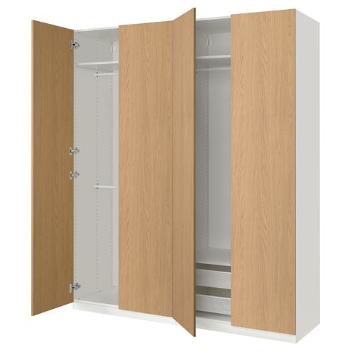 PAX/STORKLINTA PAX gardırop, beyaz-meşe görünümlü, 200x60x236 cm