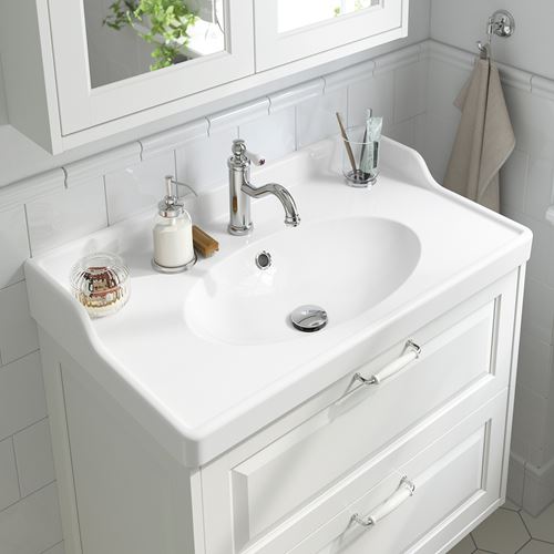 TÄNNFORSEN/RUTSJÖN lavabo dolabı kombinasyonu, beyaz, 82x49x74 cm, HAMNSKAR batarya