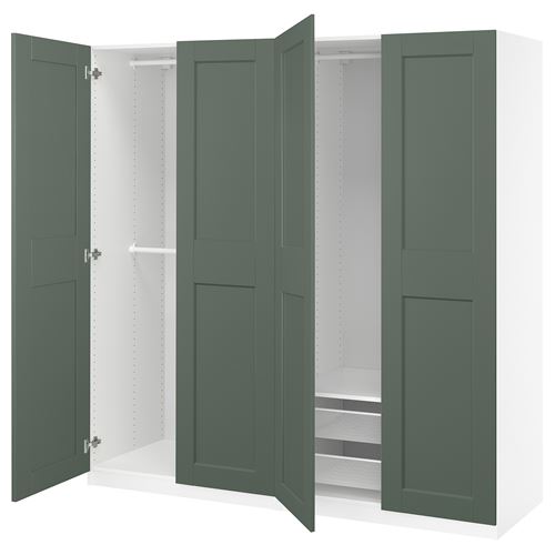 PAX/GRIMO PAX gardırop, beyaz-gri-yeşil, 200x60x201 cm