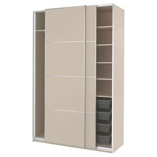 PAX/MEHAMN PAX sürgü kapaklı gardırop, bej, 150x66x236 cm