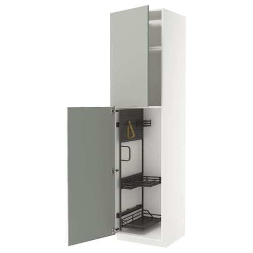 METOD temizlik dolabı, HAVSTORP açık gri-koyu gri, 60x60x240 cm, 2 kapaklı ve 1 üst dolaplı