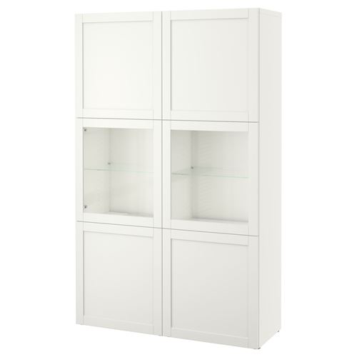 BESTÅ dolap kombinasyonu, beyaz-şeffaf cam, 120x40x192 cm, HANVIKEN/SINDVIK