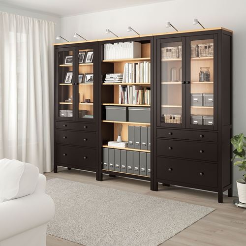 HEMNES vitrin, venge-açık kahverengi, 270x197 cm