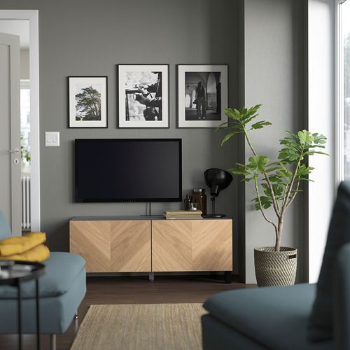 BESTÅ tv sehpası, venge-meşe kaplama, 120x42x48 cm, HEDEVIKEN