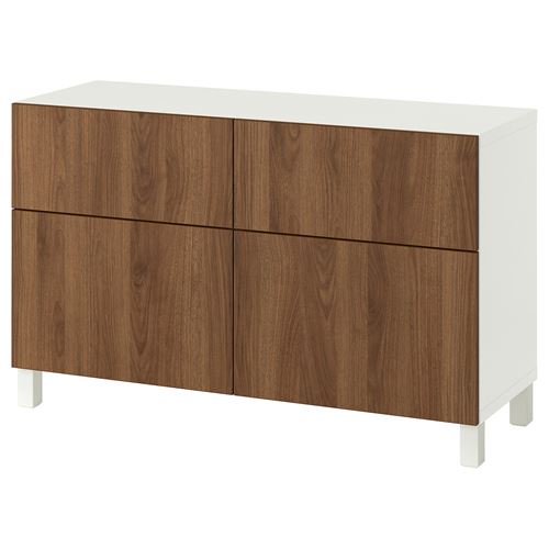 BESTÅ dolap kombinasyonu, beyaz-ceviz görünüm, 120x42x74 cm, LAPPVIKEN, STUBBARP