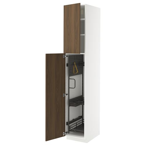 METOD temizlik dolabı, TISTORP kahverengi/ceviz-koyu gri, 40x60x220 cm, 2 kapaklı ve 2 raflı