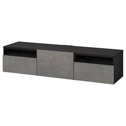 BESTÅ tv sehpası, venge-koyu gri, 180x42x39 cm, KALLVIKEN, çıt çıt raylı