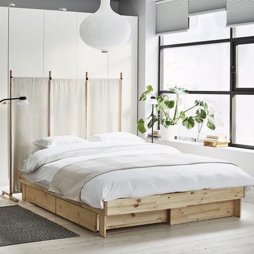 GLAMBERGET çift kişilik karyola, çam, 80-160x200 cm