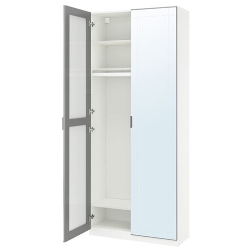 PAX/KAMMARTORP PAX gardırop, beyaz-aynalı cam, 100x38x236 cm