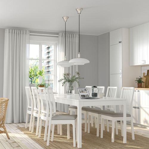 EKEDALEN döşemeli ahşap sandalye, beyaz-orrsta açık gri