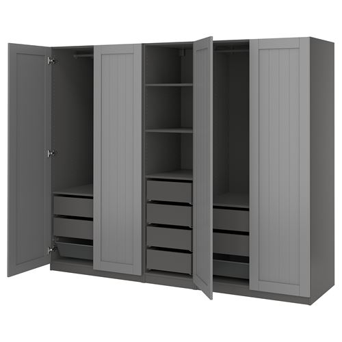 PAX/GULLABERG PAX gardırop, koyu gri-gri, 250x60x201 cm