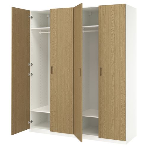 PAX/TONSTAD PAX gardırop, beyaz-meşe kaplama, 200x60x236 cm