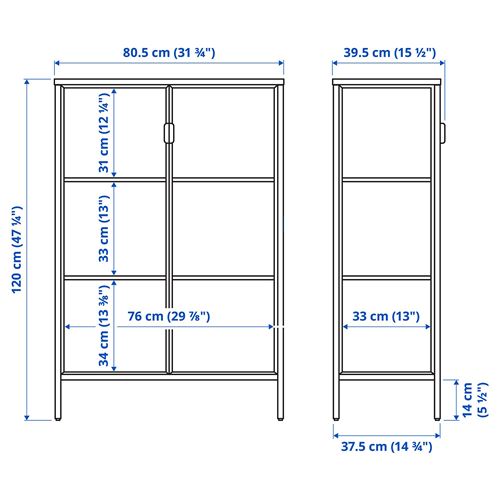 RUDSTA cam vitrin, antrasit, 80x37x120 cm