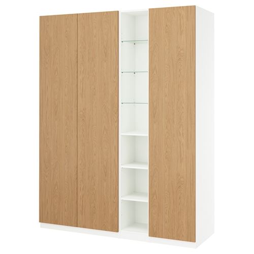 PAX/STORKLINTA PAX gardırop, beyaz-meşe görünümlü, 185x60x236 cm
