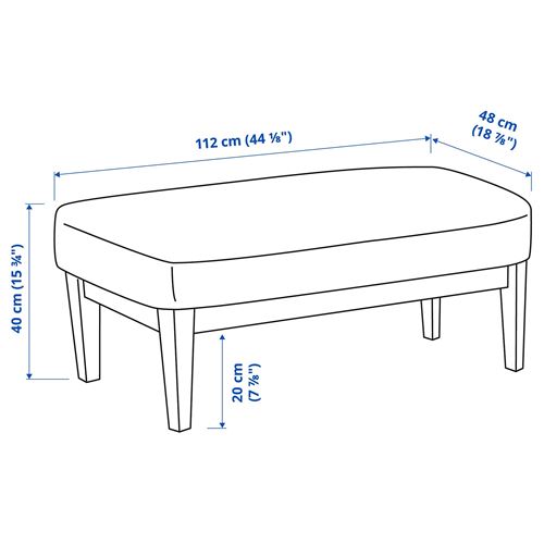 EKENÄSET bank, kelinge gri-turkuaz, 112 cm