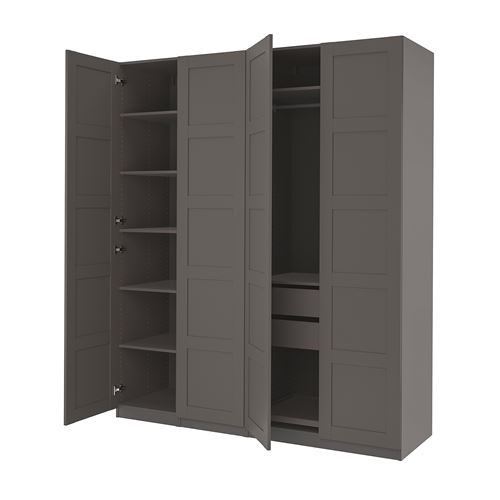 PAX/BERGSBO PAX gardırop, koyu gri, 200x60x236 cm