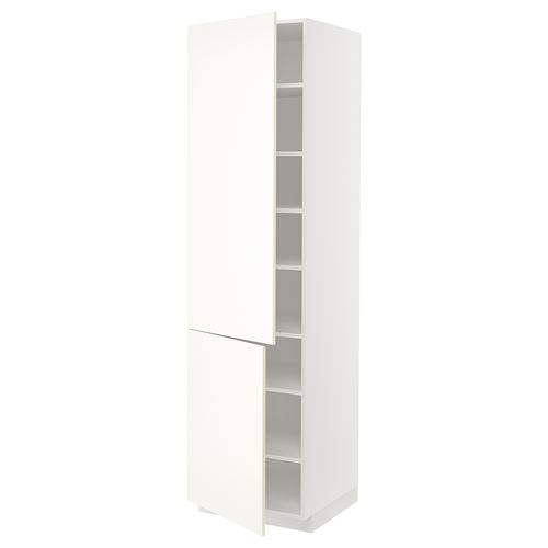 METOD mutfak boy dolabı, VALLSTENA beyaz, 60x60x220 cm, 2 kapaklı ve 6 raflı