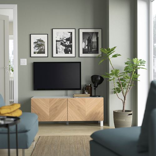 BESTÅ tv sehpası, beyaz-meşe kaplama, 120x42x48 cm, HEDEVIKEN