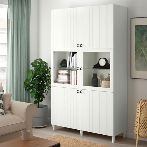 BESTÅ dolap kombinasyonu, beyaz-şeffaf cam, 120x42x202 cm, SUTTERVIKEN/SINDVIK