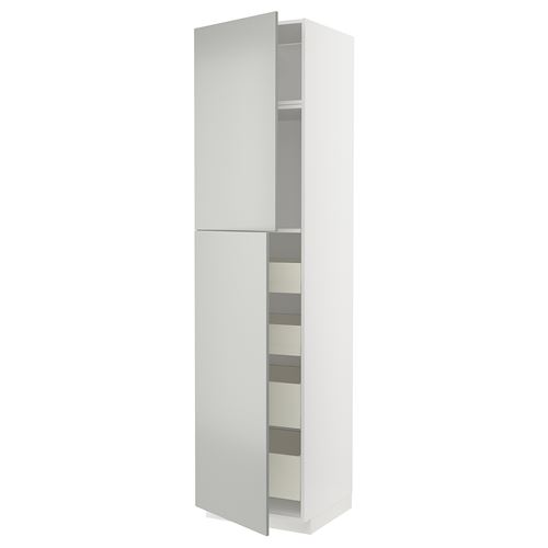 METOD/MAXIMERA mutfak boy dolabı, HAVSTORP açık gri-koyu gri, 60x60x240 cm, 2 kapaklı ve 4 çekmeceli